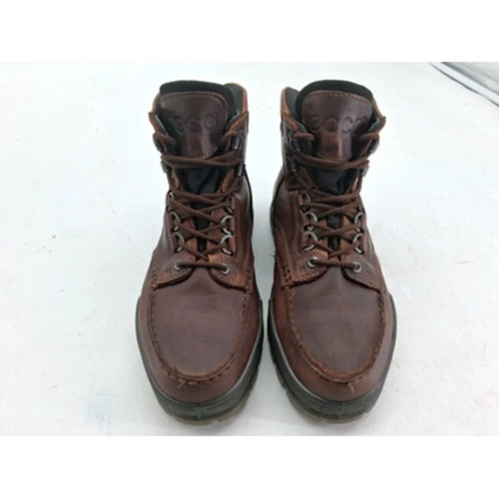 ECCO Track Boots Mens Size 8 Brown Leather Waterproof Gore-Tex Ankle Hiking